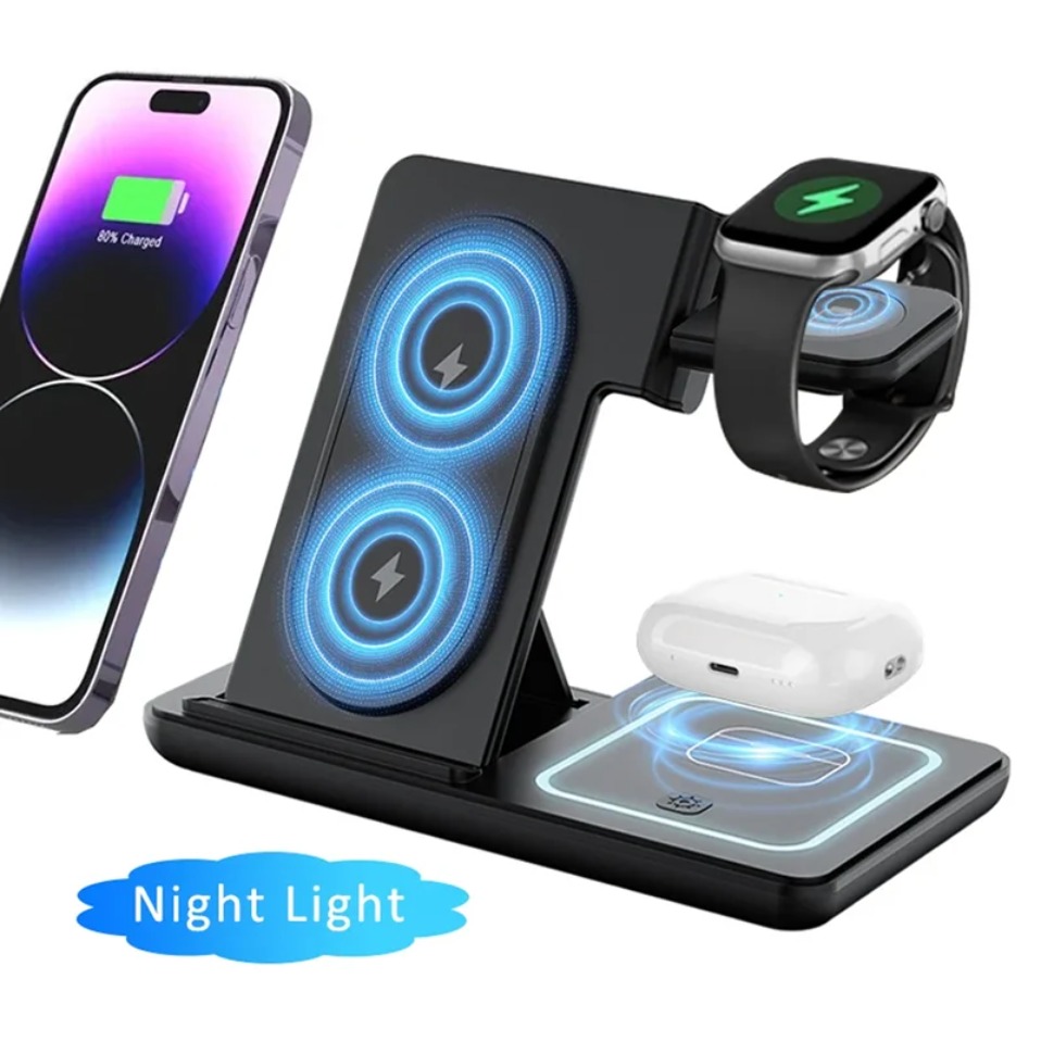 Wireless Charger Watch - Night LED Light 3 In 1